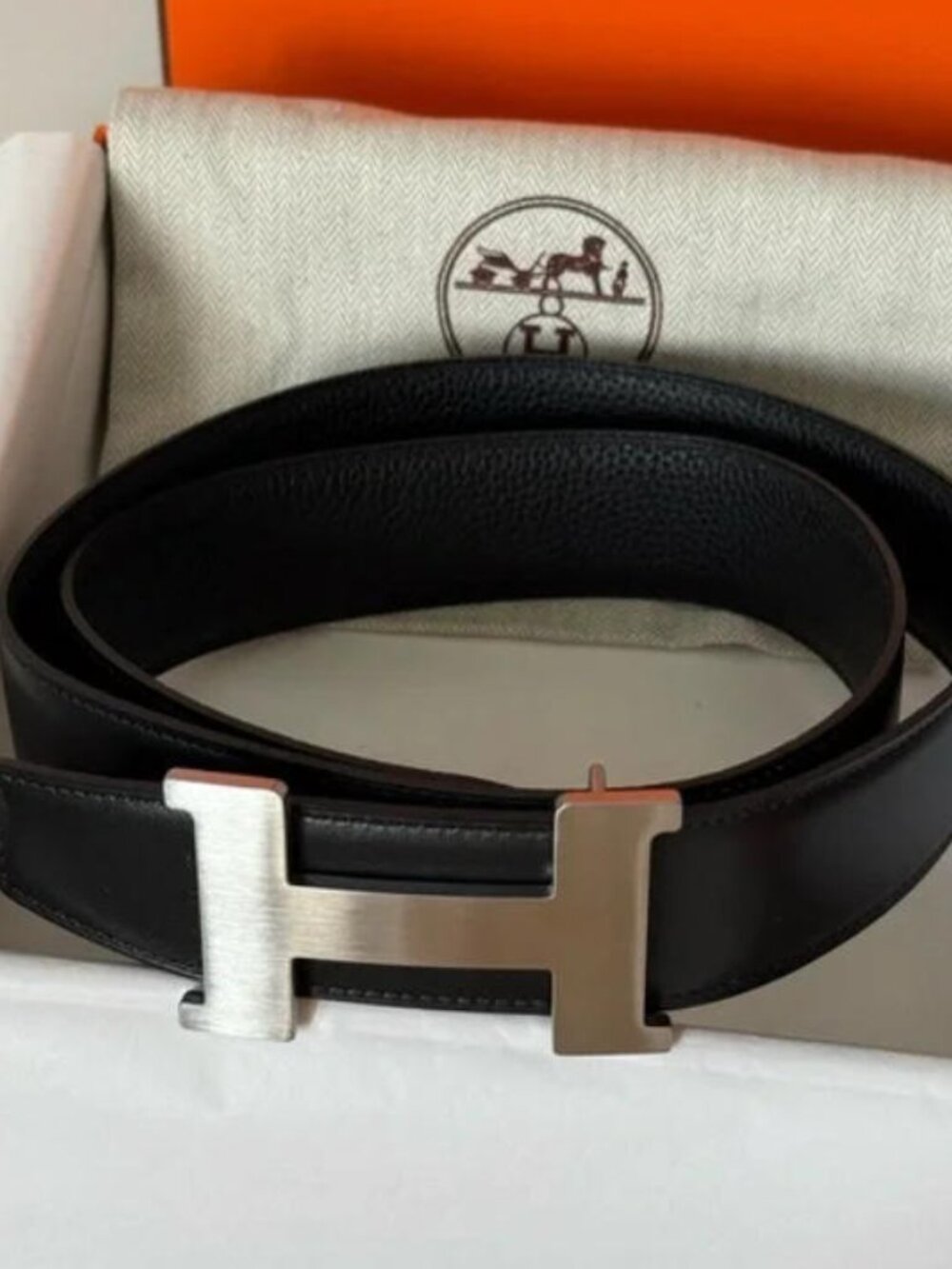 Hermès Black Reversible Belt 95cm - New with Box